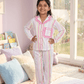 Girls white printed night suit set