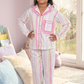 Girls white printed night suit set