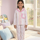 Girls white printed night suit set