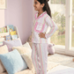 Girls white printed night suit set