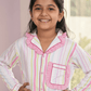 Girls white printed night suit set