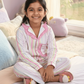 Girls white printed night suit set
