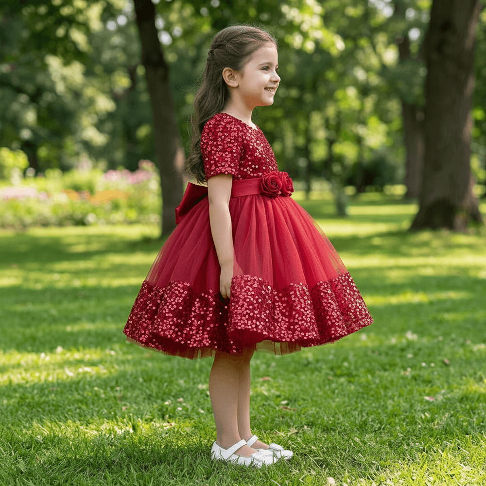 SALE Girls maroon knee length Party frock M240006