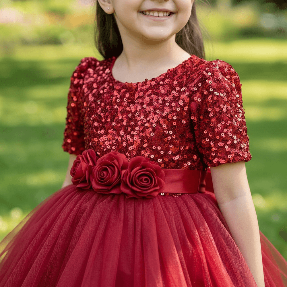 SALE Girls maroon knee length Party frock M240006