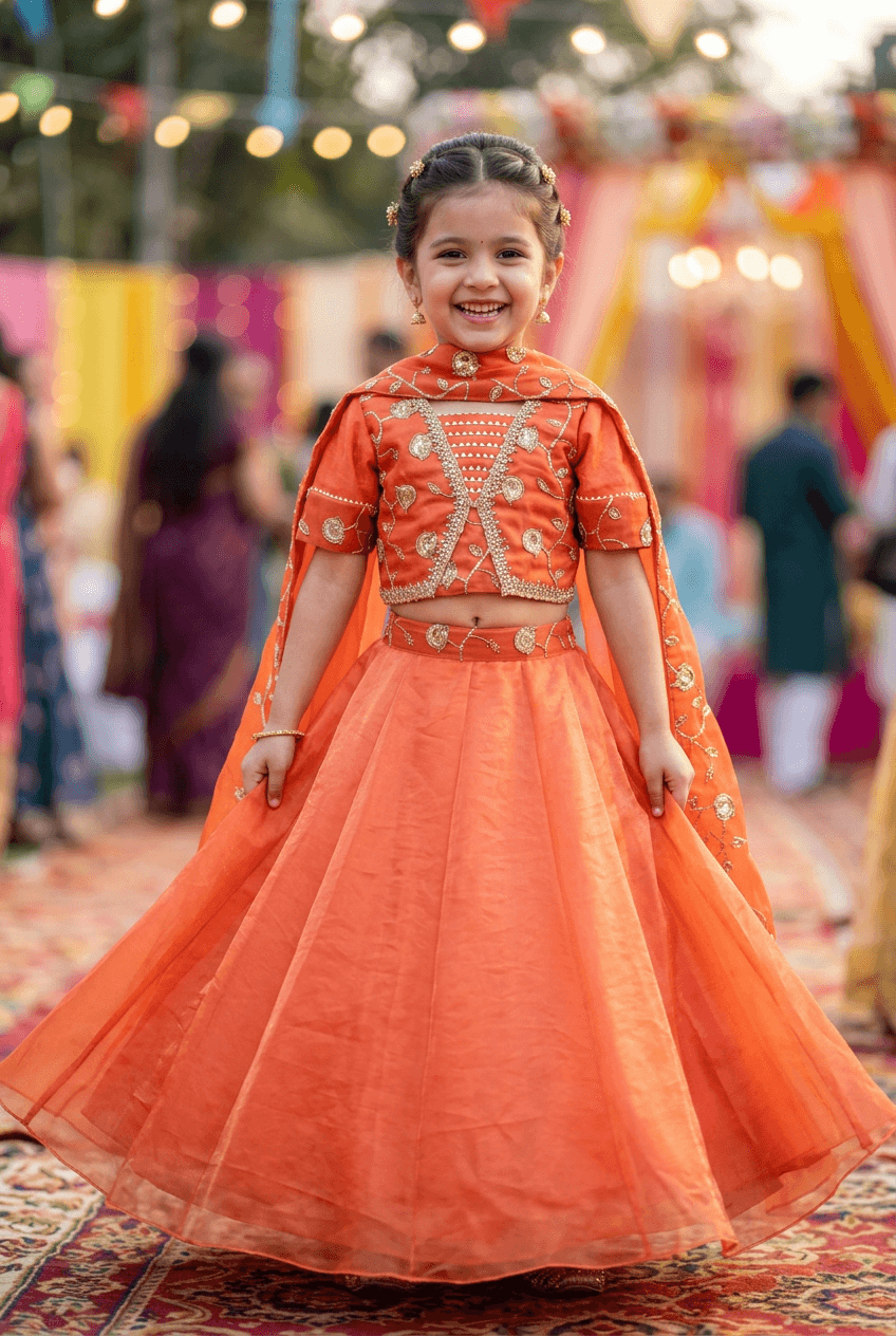 Orange Designer lehenga choli set
