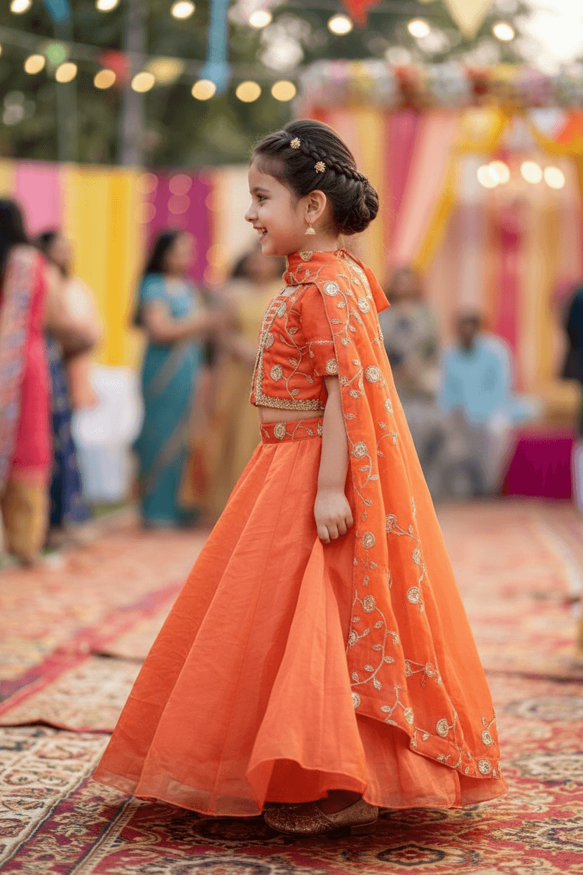 Orange Designer lehenga choli set