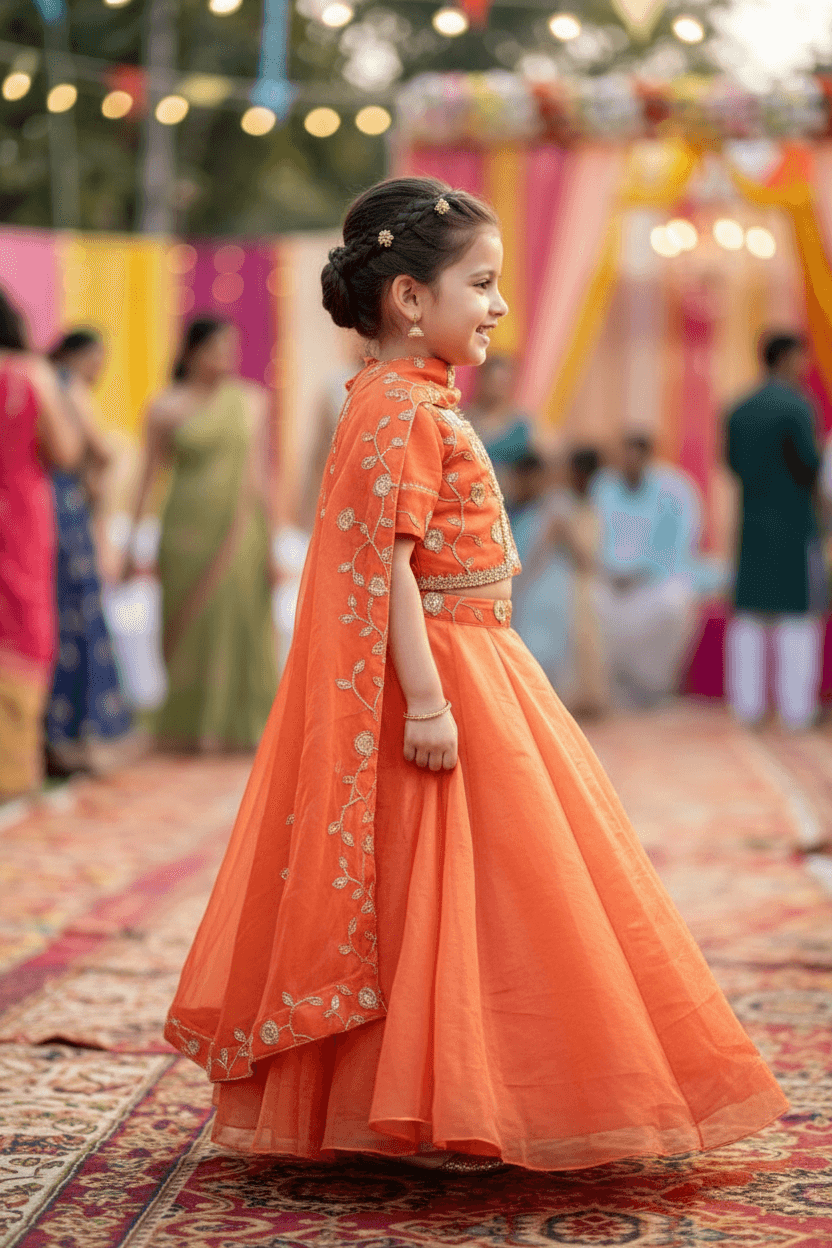Orange Designer lehenga choli set