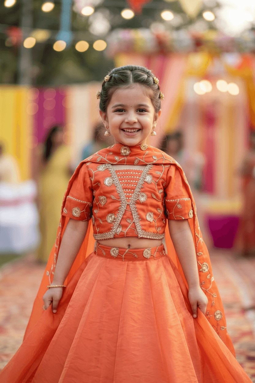 Orange Designer lehenga choli set
