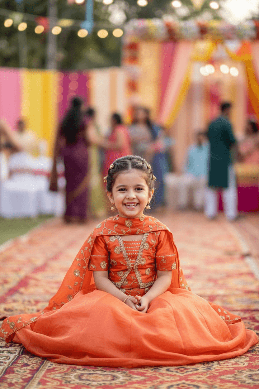Orange Designer lehenga choli set