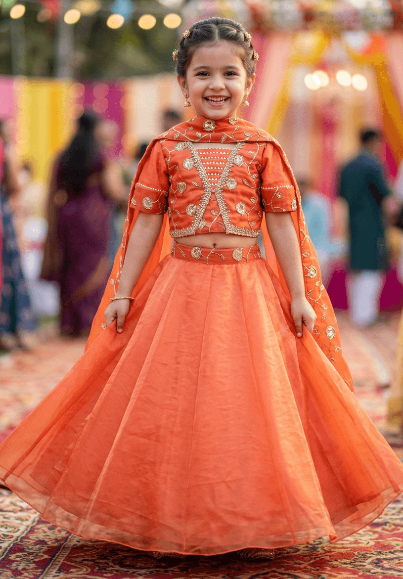 Orange Designer lehenga choli set