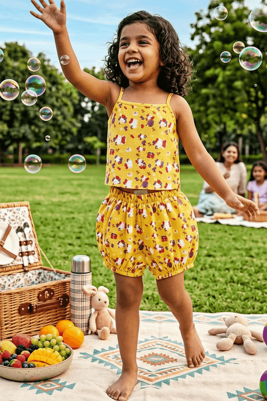 yellow cotton co ord set M260012