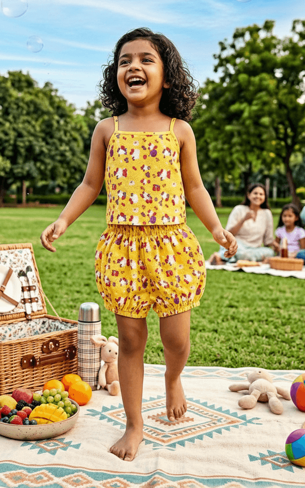 yellow cotton co ord set M260012