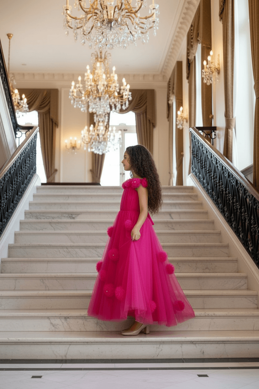 Girls Magenta Gown length Party dress M231201