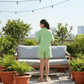 Girls Green stripes night suit set with shorts