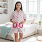 Girls Pink printed night suit set with shorts