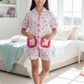 Girls Pink printed night suit set with shorts