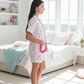 Girls Pink printed night suit set with shorts