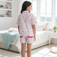 Girls Pink printed night suit set with shorts
