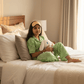 Girls Green stripes night suit set