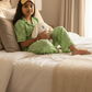 Girls Green stripes night suit set