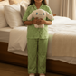 Girls Green stripes night suit set