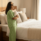 Girls Green stripes night suit set