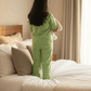 Girls Green stripes night suit set
