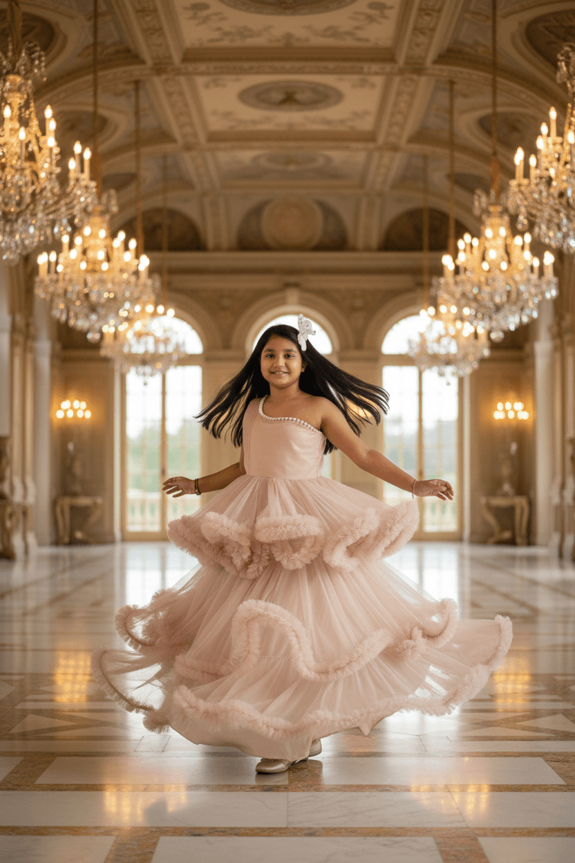 Girls Champagne Gown length Party dress M232201