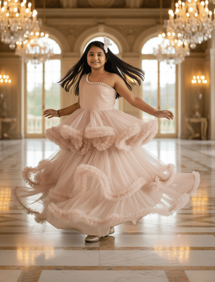 Girls Champagne Gown length Party dress M232201