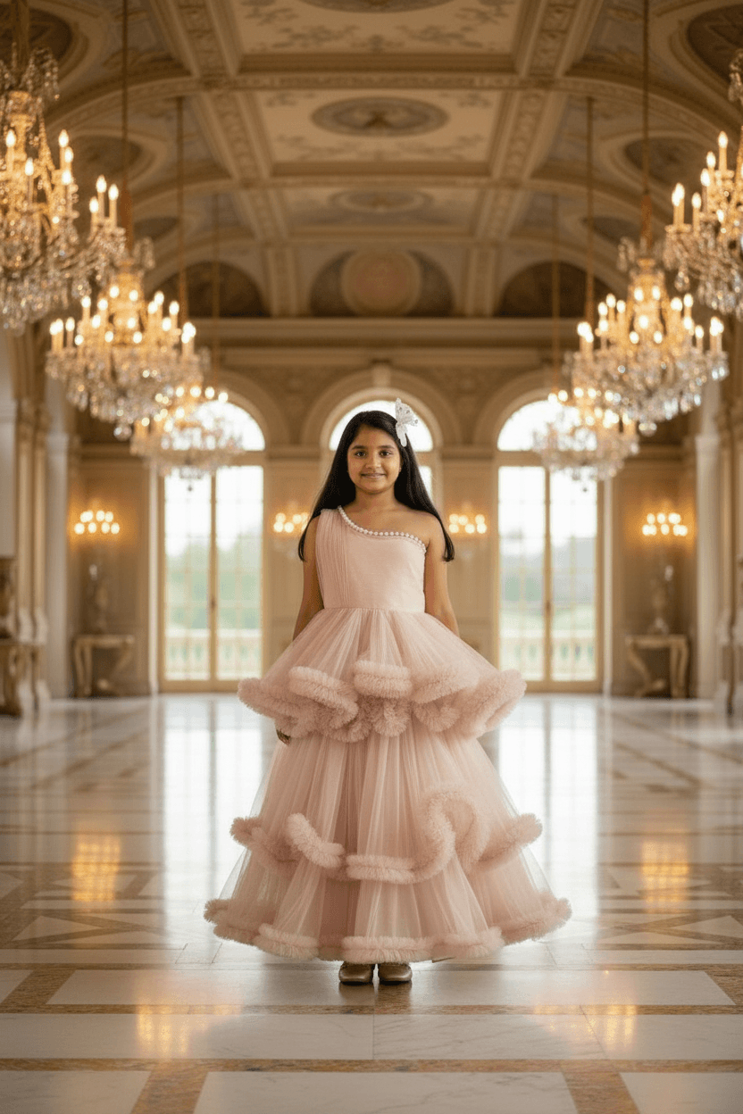 Girls Champagne Gown length Party dress M232201