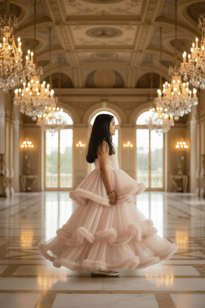 Girls Champagne Gown length Party dress M232201