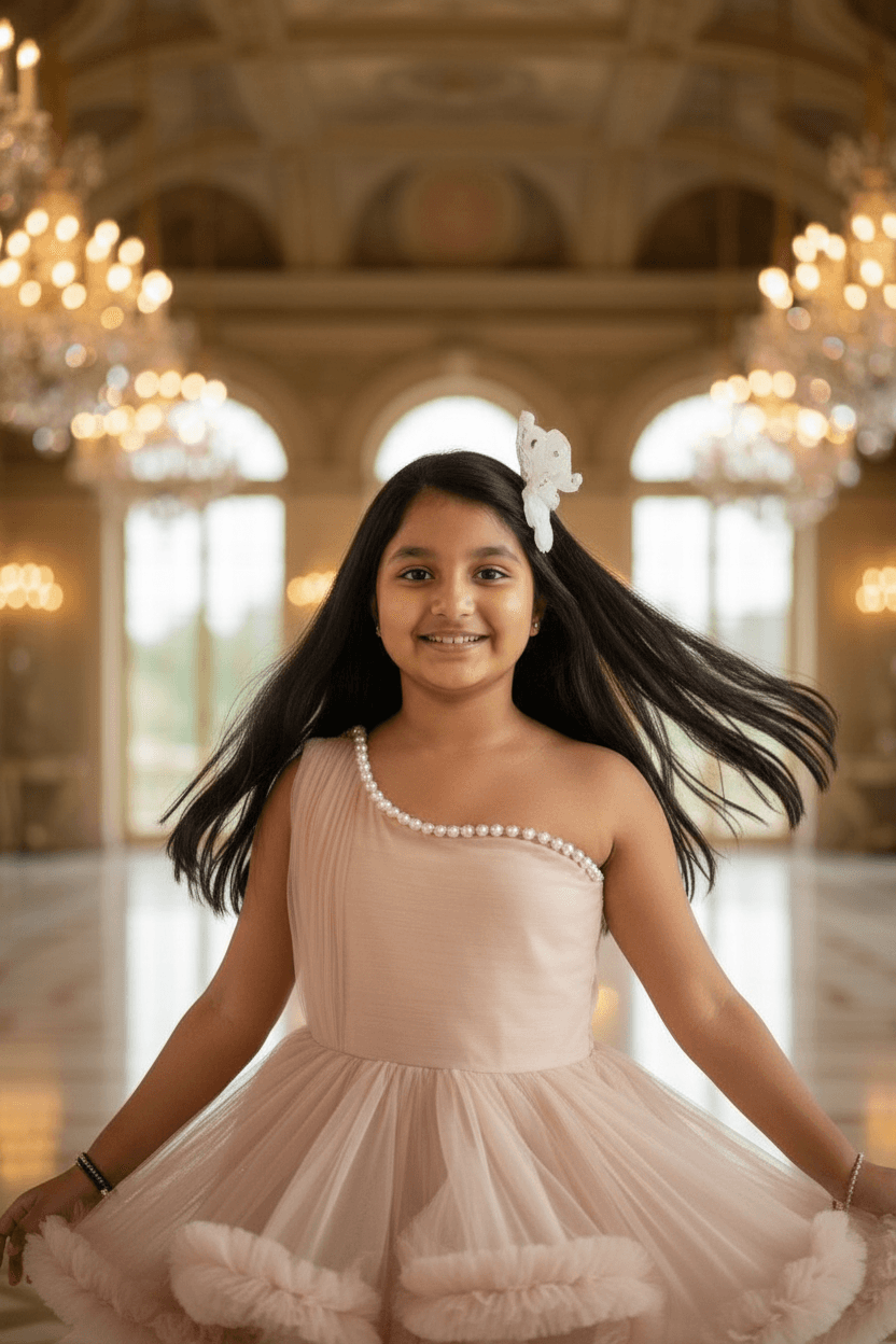 Girls Champagne Gown length Party dress M232201