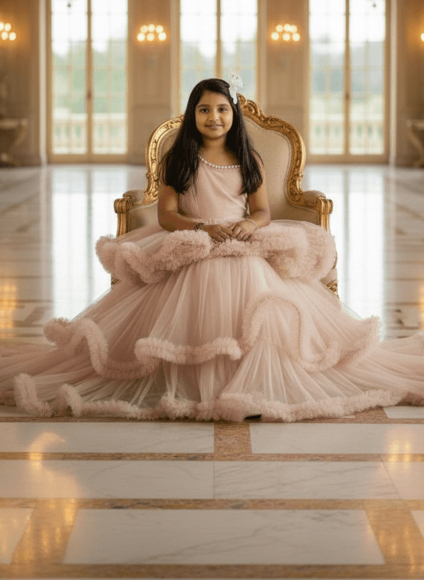 Girls Champagne Gown length Party dress M232201
