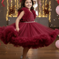 Girls Wine knee length Party frock M240020