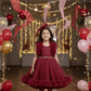 Girls Wine knee length Party frock M240020