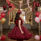 Girls Wine knee length Party frock M240020