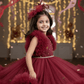 Girls Wine knee length Party frock M240020