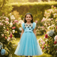 Girls blue knee length Party frock m234901