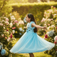 Girls blue knee length Party frock m234901
