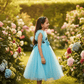 Girls blue knee length Party frock m234901