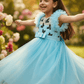 Girls blue knee length Party frock m234901