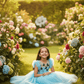 Girls blue knee length Party frock m234901