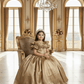 Girls gold gown length dress m250288