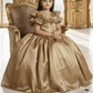 Girls gold gown length dress m250288