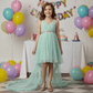 Girls green knee length Party frock m234001