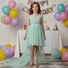 Girls green knee length Party frock m234001