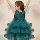 Girls Green knee length Party frock m240019