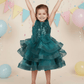 Girls Green knee length Party frock m240019