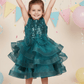 Girls Green knee length Party frock m240019