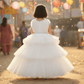 Girls white knee length Party frock m240014